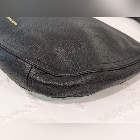 Michael Kors Lydia Large Black Pebbled Leather Shoulder Bag Hobo Boho Purse MK - Picture 13 of 16
